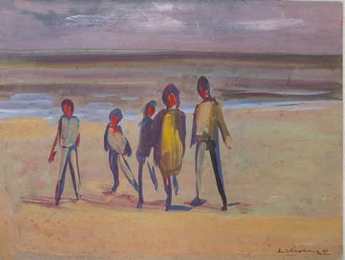 Family beach walk by Ian Armstrong