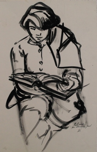 Kath reading from Delacroix journal by Ian Armstrong
