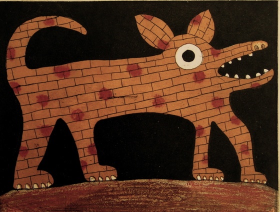 Brick dog by Dean Bowen