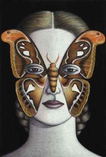 Attacus Atlas Moth Mask, Framed by Deborah Klein