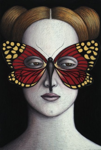 Campylotes desgonsini Moth Mask, Framed by Deborah Klein