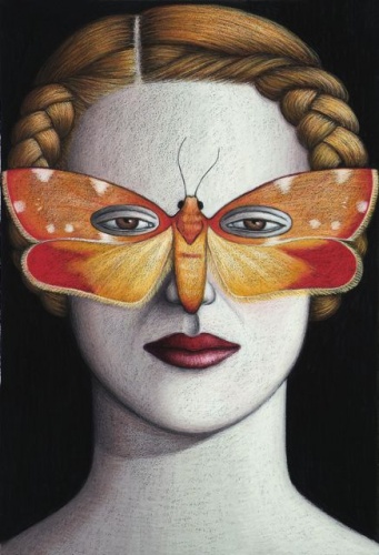 Eustis carmiaea Moth Mask, Framed by Deborah Klein