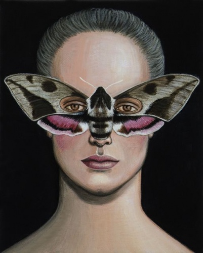Hyles lineata Moth Mask  by Deborah Klein