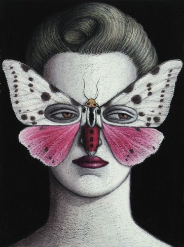 Spilosoma Moth Mask, Framed by Deborah Klein
