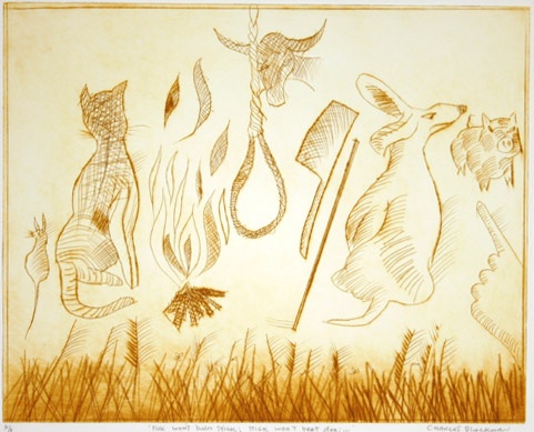 Fire Won't Burn Stick; Stick won't beat dog... by Charles Blackman