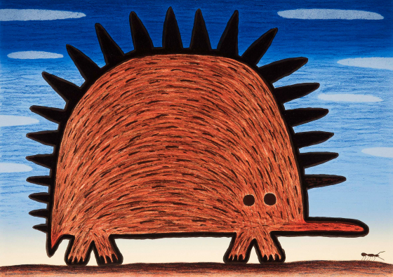 Echidna with Ant by Dean Bowen