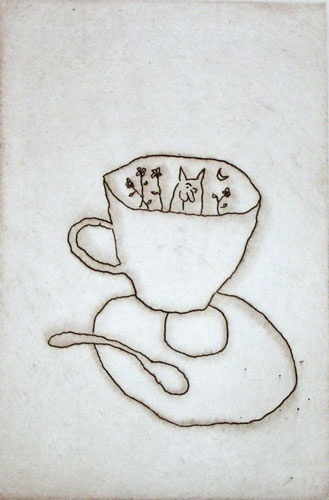 Cat and Cup by Michael Leunig