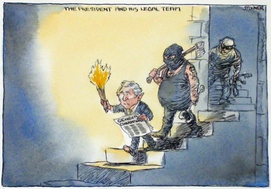 The President & his legal team by John Spooner